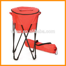 Portable cooler tub stand with metal legs and 100% polyester cover
